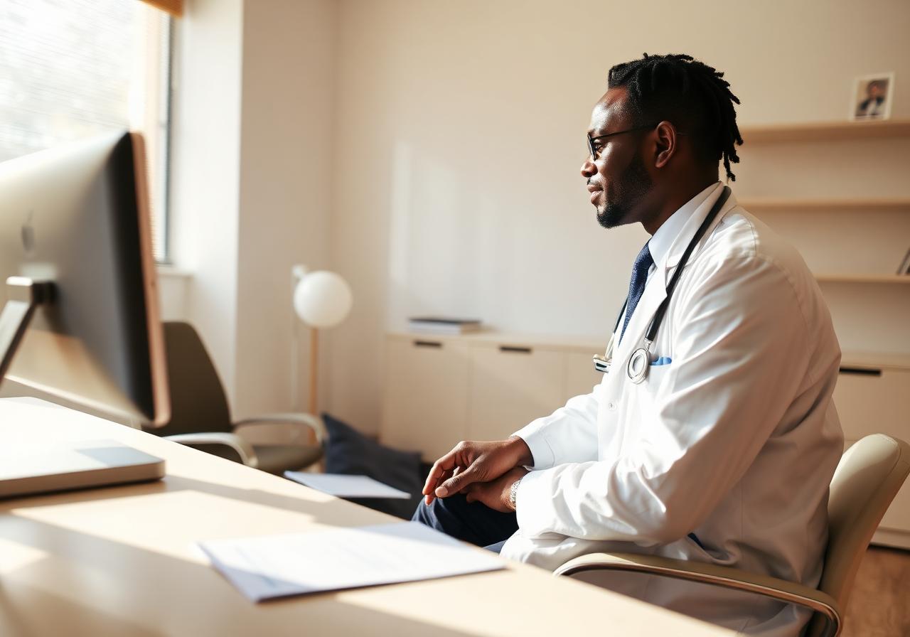Doctor consulting with a patient in a consulting room at Ultima Consult